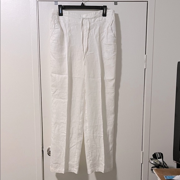Cynthia Rowley White Linen Draw String Elastic Waist Pants Size XL - Picture 1 of 11